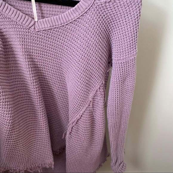 Free People Lavender Purple Moonshine Cold Shoulder Sweater - Picture 5 of 8